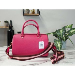 Coach Rowan Medium Bold Pink Leather Webb Strap Satchel Bag Handbag